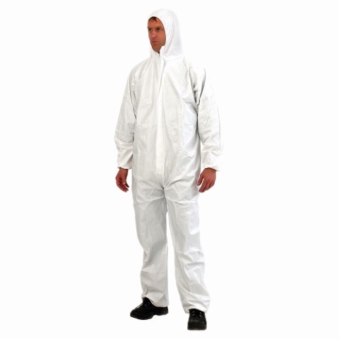 DISPOSABLE OVERALLS POLYETHYLENE BREATHABLE WATER REPELLENT. 4XL